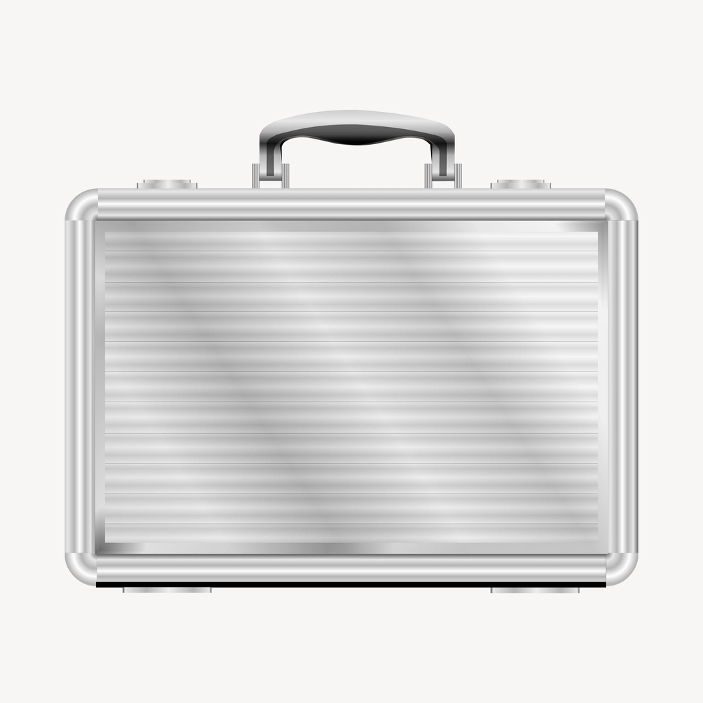 Metallic suitcase sticker, object illustration